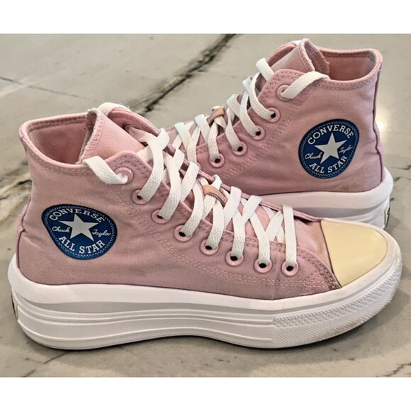 Converse Shoes Womens 7.5 Pink Canvas Chuck Taylor All Star Platform Hi Sneakers - Picture 1 of 9